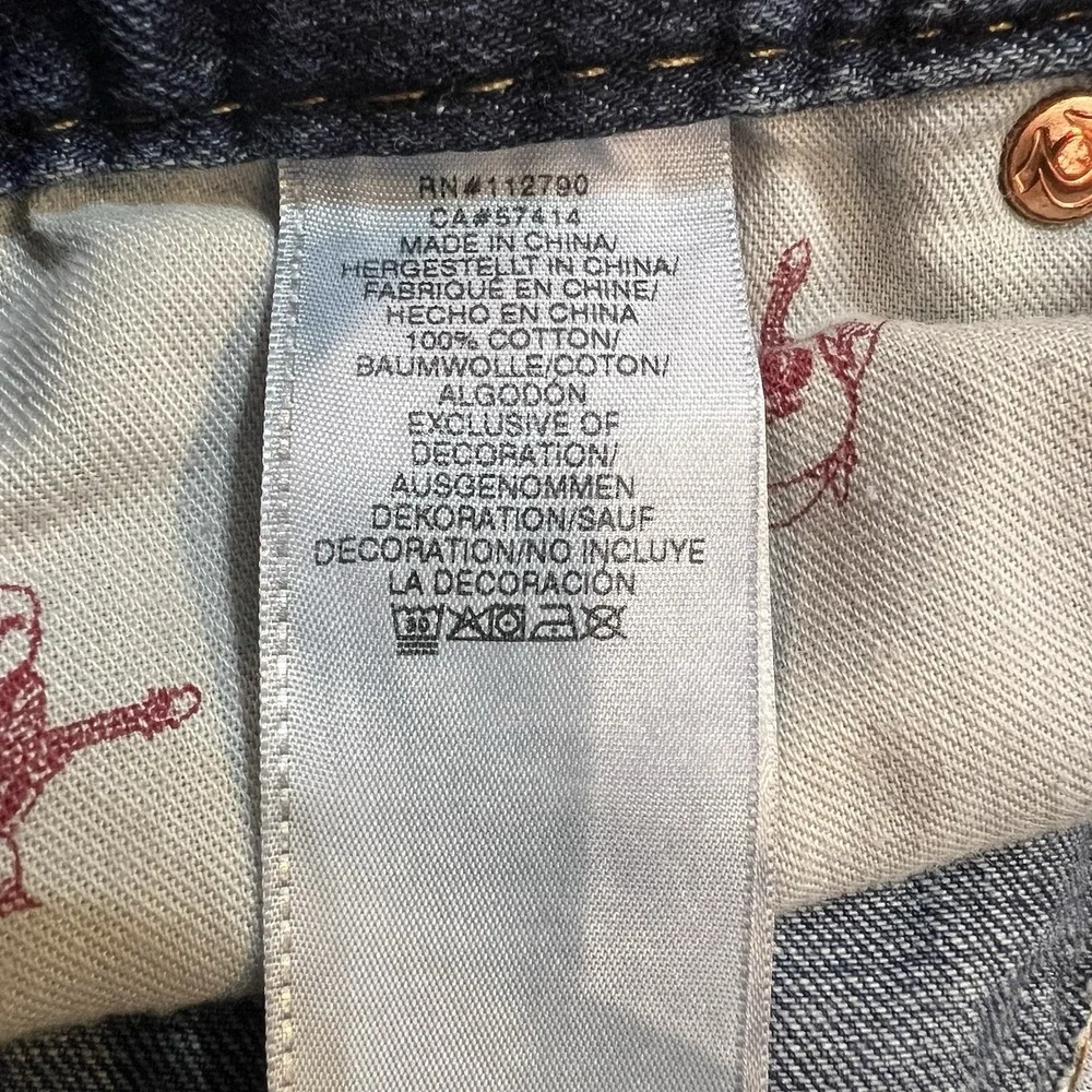 True Religion World Tour Section Skinny Jeans Mens 38x34 Blue Denim‎ Cotton Y2K